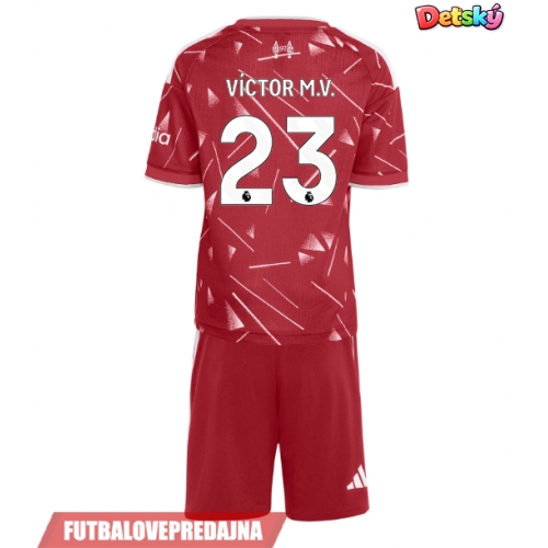 Lacne Dětský Futbalové dres Liverpool Victor Munoz #23 2026-27 Krátky Rukáv - Domáci (+ trenírky)